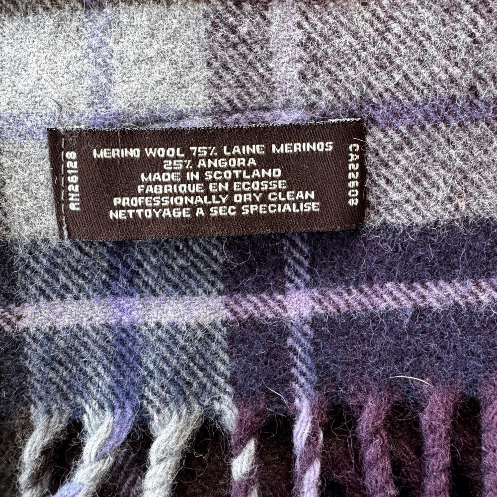 COACH Plum Plaid Tweed Wool Wristlet Scarf - Picture 4 of 7